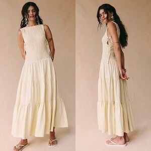 Free-est Sterling Smocked Side Tie Maxi Dress
